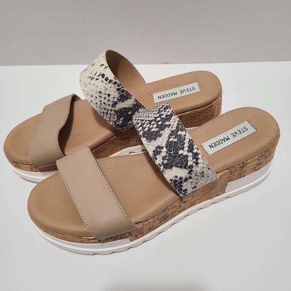 Steve Madden Thalia Cork Platform Sandal Reptile / Snake Strap Size 9M‎ - Picture 9 of 10